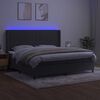 vidaXL Cama box spring c/ colch&atilde;o/LED 200x200cm veludo cinzento-escuro