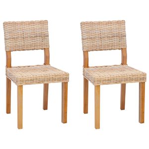 vidaXL Cadeira de jantar 2 pcs Natural 46 x 55 x 84 cm Rattan Kubu