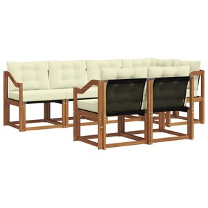 vidaXL Conjunto de Sof&aacute;s para Exterior 7 unid. Natural e Creme