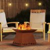 vidaXL Fire Pit Castanho 48 x 48 x 40 cm A&ccedil;o resistente &agrave;s intemp&eacute;ries