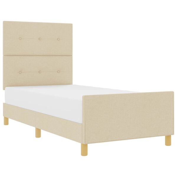 vidaXL Estrutura da Cama com cabeceira Creme 80 x 200 cm tecido