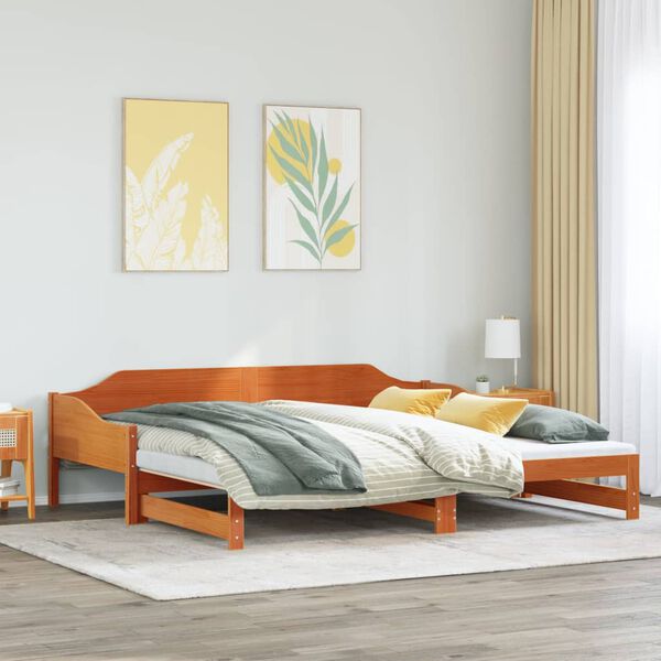 vidaXL Sof&aacute;-cama com gavet&atilde;o 80x200 cm madeira de pinho castanho cera