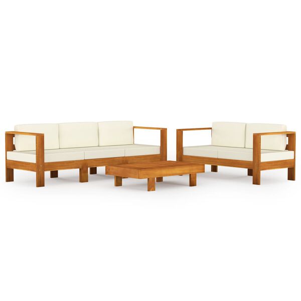 vidaXL Conjunto de lounge de jardim com 5 pe&ccedil;as e almofadas 100x60 cm madeira de ac&aacute;cia