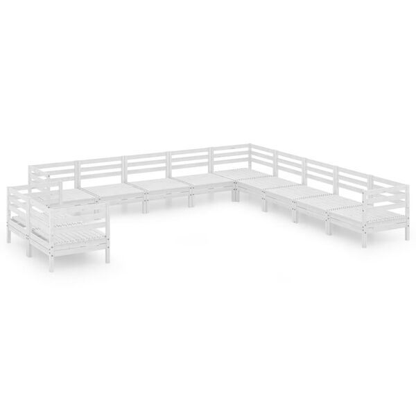vidaXL 11 pcs conjunto lounge de jardim pinho maci&ccedil;o branco