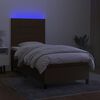 vidaXL Cama box spring c/ colch&atilde;o/LED 90x200 cm tecido castanho-escuro