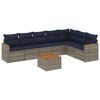 vidaXL Conjunto de sof&aacute; de jardim com 8 pe&ccedil;as e almofadas em rattan sint&eacute;tico cinza