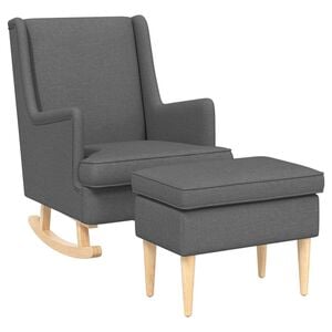 vidaXL Poltrona com Puff 2 unid. Cinzento-Escuro Tecido