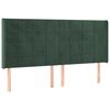 vidaXL Cabeceira de cama c/ LED veludo 163x16x118/128 cm verde-escuro