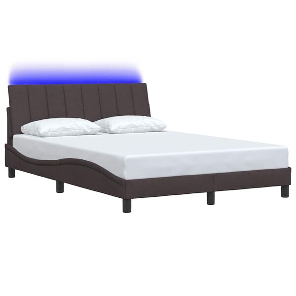 vidaXL Estrutura de cama sem colch&atilde;o Hanko 140x200 cm tecido castanho-escuro