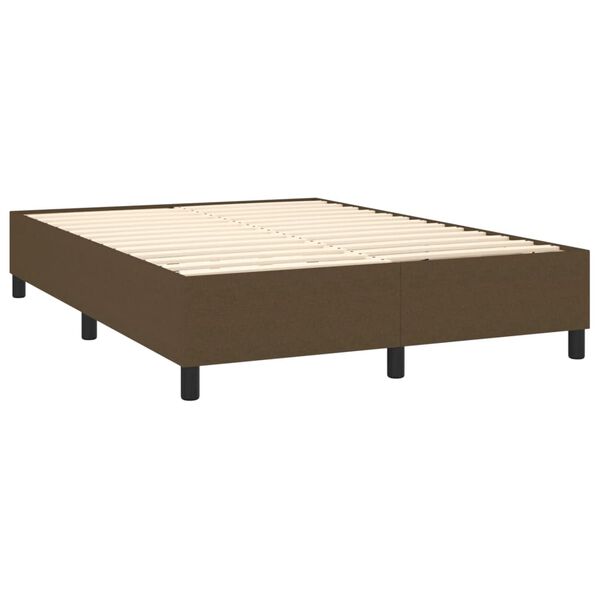 vidaXL Cama com molas/colch&atilde;o 140x190 cm tecido castanho-escuro