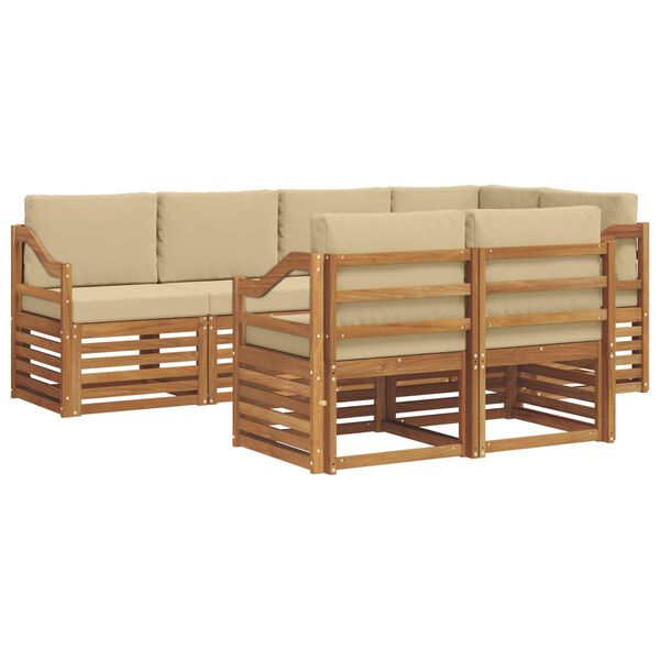 vidaXL Conjunto de Sof&aacute; Sectional com almofada 7 pcs Natural e Bege