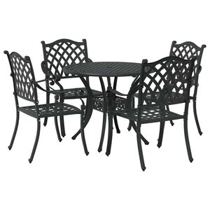 vidaXL Conjunto de Jantar para Jardim 5 pcs Preto Alum&iacute;nio