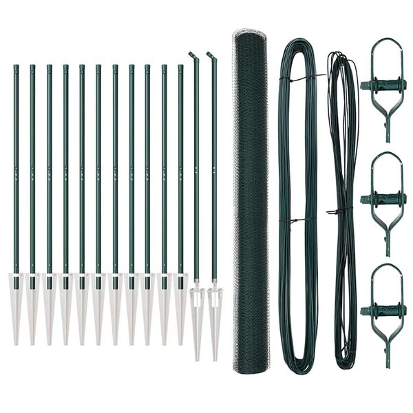 vidaXL Poste de Cerca Verde 25 x 1,5 m (rede de 13 mm) A&ccedil;o