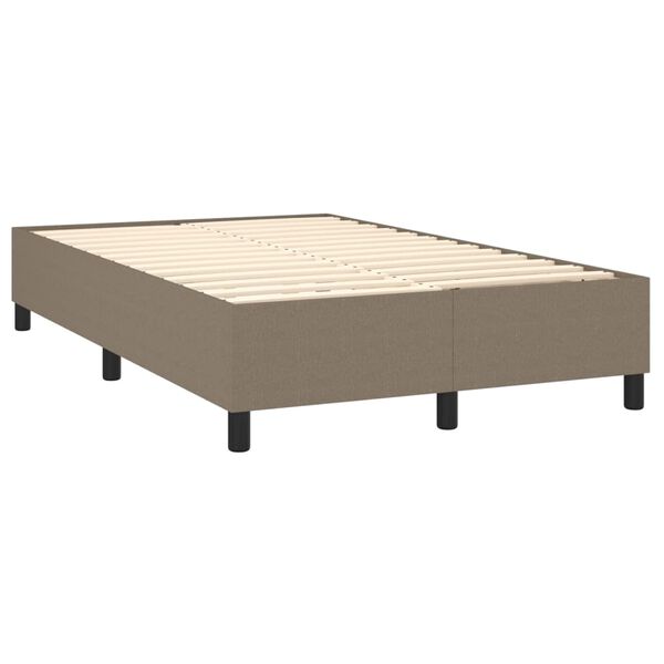vidaXL Estrutura de cama com molas sem colch&atilde;o 120x200 cm tecido cinza-acastanhado