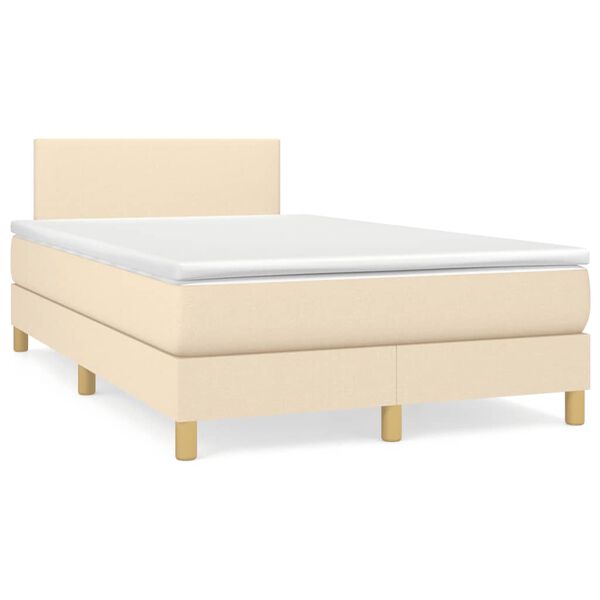 vidaXL Cama boxspring com colch&atilde;o 120x190 cm tecido cor creme