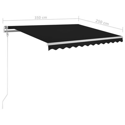 vidaXL Toldo retrátil manual com postes 3,5x2,5 m antracite