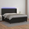 vidaXL Cama box spring c/ colch&atilde;o/LED 180x200cm couro artificial preto