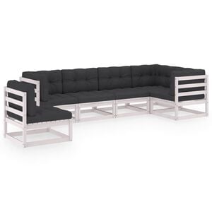 vidaXL 6 pcs conjunto lounge de jardim com almofad&otilde;es pinho maci&ccedil;o