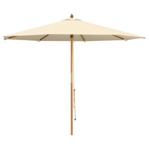 vidaXL Guarda-sol de Jardim &Oslash; 300 x 248 cm Madeira S&oacute;lida de Eucalipto