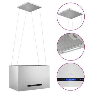 vidaXL Exaustor de ilha suspenso ecr&atilde; t&aacute;til LCD 55 cm a&ccedil;o inoxid&aacute;vel