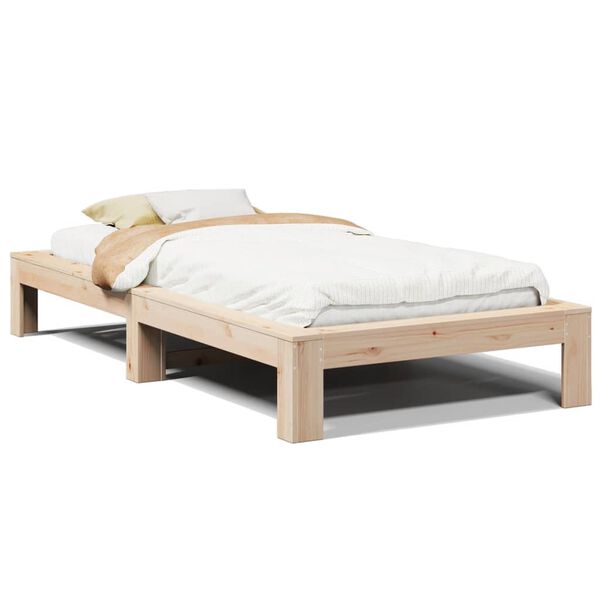 vidaXL Cama sem colch&atilde;o 75x190 cm madeira de pinho maci&ccedil;a