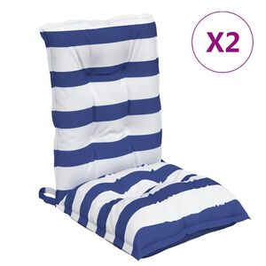 vidaXL Almofad&otilde;es cadeira encosto baixo 2pcs tecido oxford azul/branco