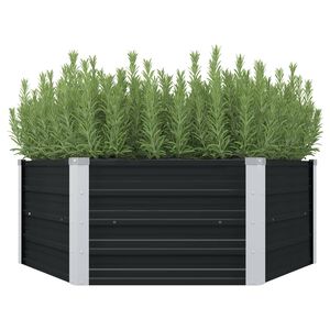 vidaXL Canteiro jardim elevado 129x129x45 cm a&ccedil;o galvanizado antracite