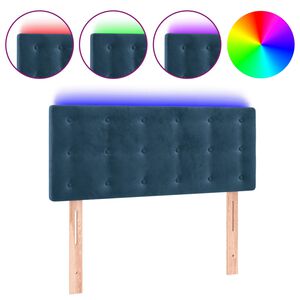 vidaXL Cabeceira de cama c/ luzes LED veludo 80x5x78/88 cm azul-escuro
