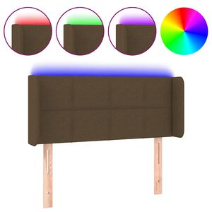 vidaXL Cabeceira de cama c/ luzes LED tecido 83x16x78/88 cm castanho