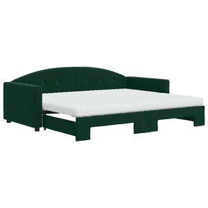 vidaXL Sof&aacute;-cama c/ gavet&atilde;o e colch&otilde;es 90x200cm veludo verde-escuro