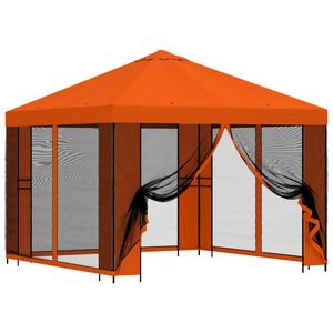 vidaXL Gazebo de Jardim com Laterais 3 x 3 m Laranja Poli&eacute;ster e A&ccedil;o
