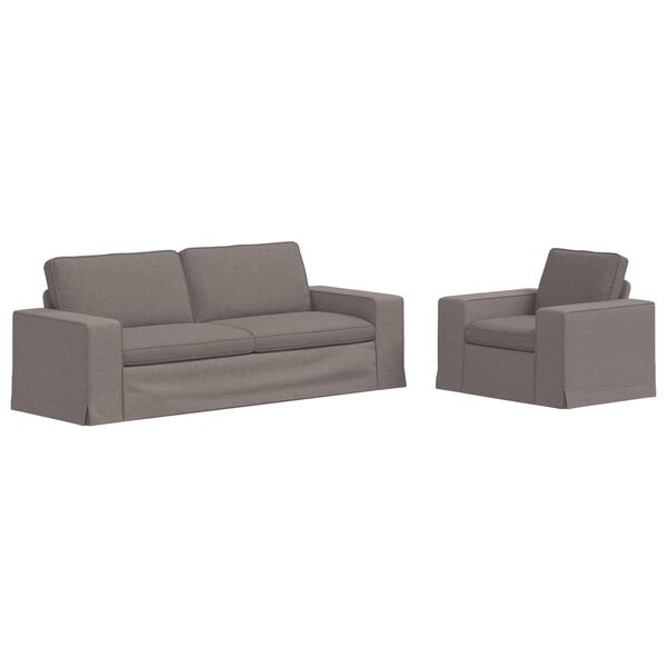 vidaXL Sof&aacute; 2 pcs Cinzento-acastanhado 182 x 80 x 82 cm tecido