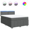 vidaXL Cama com molas/colch&atilde;o 140x190 cm tecido cinzento-escuro