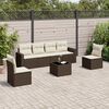 vidaXL 7 pcs conjunto de sof&aacute;s jardim c/ almofad&otilde;es vime PE castanho