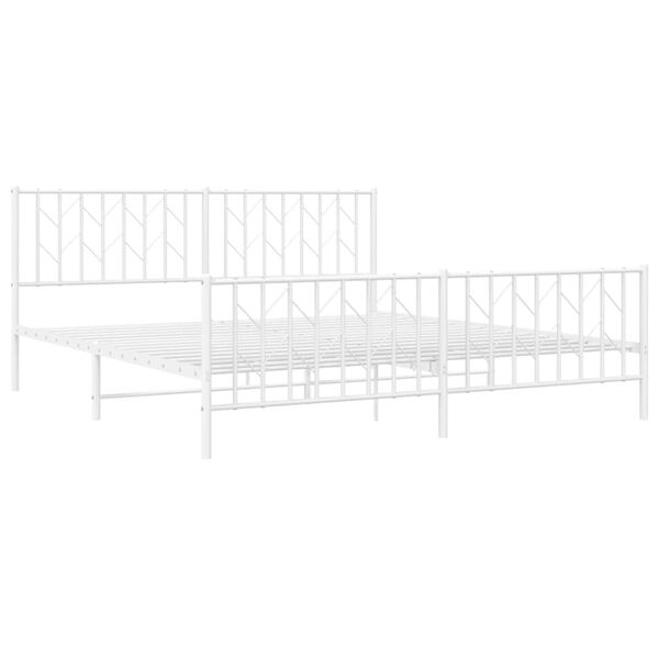 vidaXL Estrutura de cama com cabeceira e p&eacute;s 183x213 cm metal branco