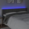 vidaXL Cabeceira cama c/ luzes LED veludo 163x16x78/88cm cinza-escuro