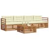 vidaXL Conjunto de Sof&aacute;s para Exterior 5 pcs Natural e Creme