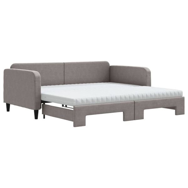 vidaXL Sof&aacute;-cama + gavet&atilde;o/colch&otilde;es 100x200cm tecido cinza-acastanhado