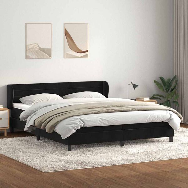 vidaXL Cama com molas/colch&otilde;es 180x220 cm veludo preto
