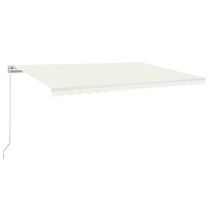 vidaXL Toldo retr&aacute;til manual com LED 500x300 cm cor creme