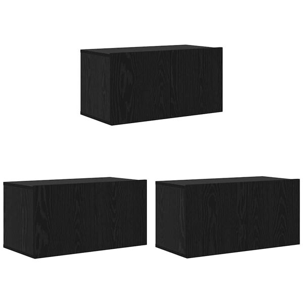 vidaXL Conjunto de m&oacute;vel de TV 3 pcs Preto 60 x 30 x 30 cm