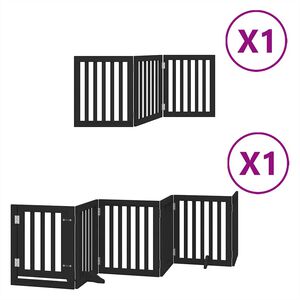 vidaXL Port&atilde;o p/ c&atilde;es com porta dobr&aacute;vel 9 pain&eacute;is 450 cm &aacute;lamo preto