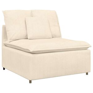 vidaXL M&oacute;dulo central para sof&aacute; modular com almofadas, cor creme, 100 cm