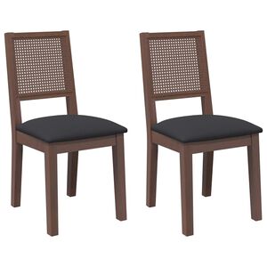 vidaXL Cadeiras de jantar com almofad&otilde;es 2 pcs madeira maci&ccedil;a castanho