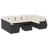 vidaXL 10 pcs conjunto sof&aacute;s de jardim c/ almofad&otilde;es vime PE preto
