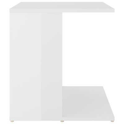 vidaXL Mesa de apoio 45x45x48 cm contraplacado branco brilhante