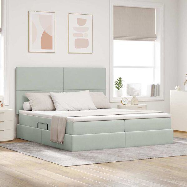 vidaXL Cama com Armazenamento Cinzento-claro 200 x 200 cm Veludo