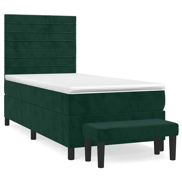 vidaXL Cama com molas/colch&atilde;o 80x200 cm veludo verde-escuro