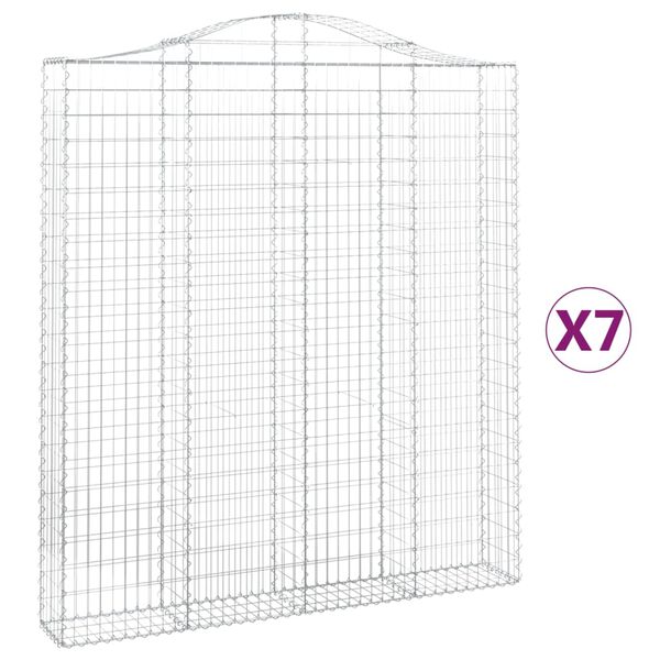 vidaXL Cestos gabião arqueados 7pcs 200x30x220/240cm ferro galvanizado