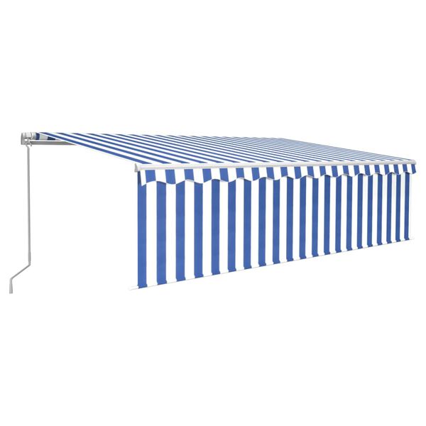 vidaXL Toldo retr&aacute;til manual com estore 5x3 m azul e branco